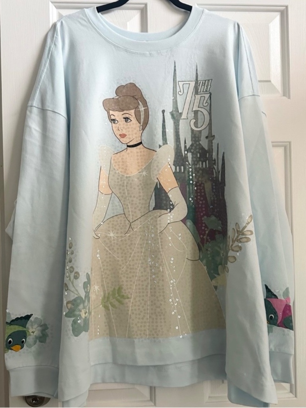 NWT Disney Parks Cinderella 75th Anniversary Once Upon a Time Sequin Sweatshirt - Picture 2 of 5